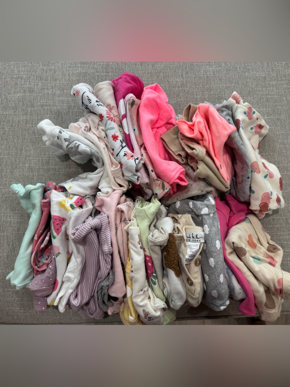 BUNDLE of 35 girly short sleeve onesies/bodysuits 0-3M
